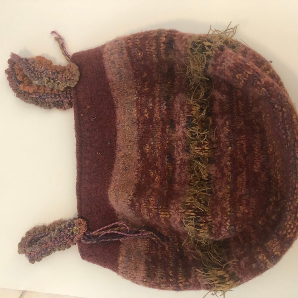 Vintage Handcrafted Wool Shoulder Bag | Shigra-Inspired Artisan Piece - Picture 7 of 14